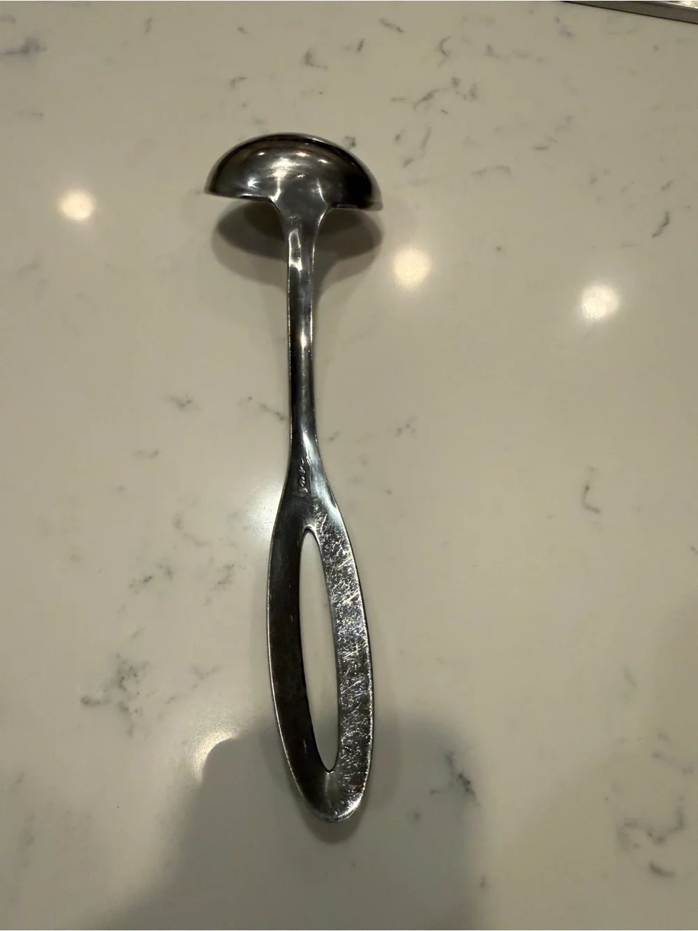 Bran Stainless Steel Gravy Ladle Modernist Open Handle Serving Spoon 8”